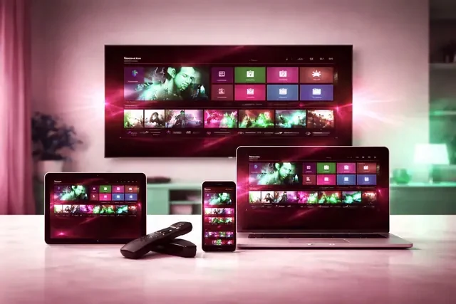 The same television, tablet, laptop and phone, signed in on new credentials